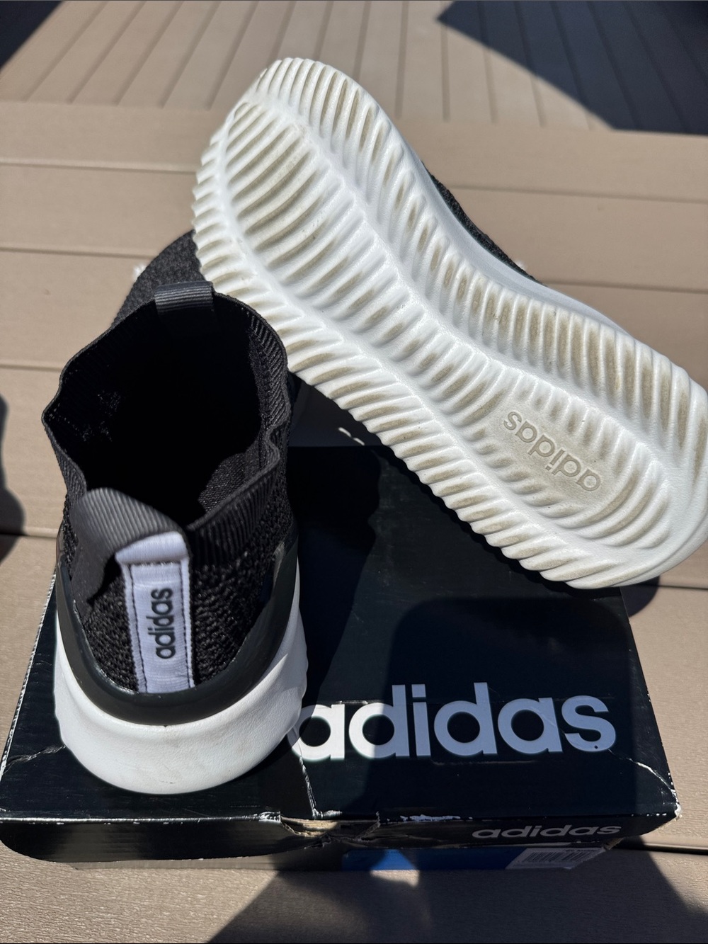 Adidas Black Knit Slip-On Sneakers with White Soles - Picture 5 of 5